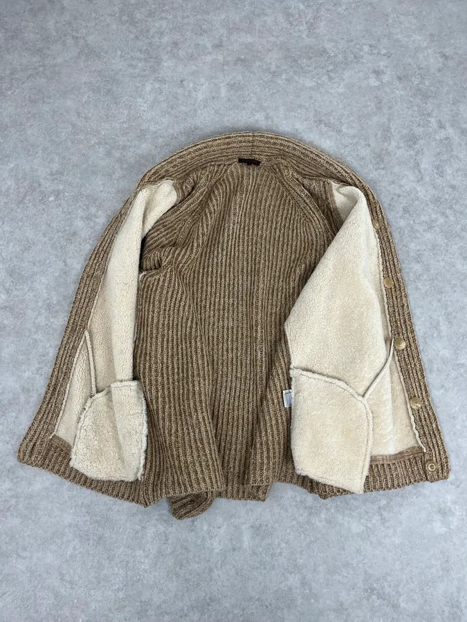 2000s Roberto Cavalli Camel Beige Wool & Leather Jacket sttRXPv 7