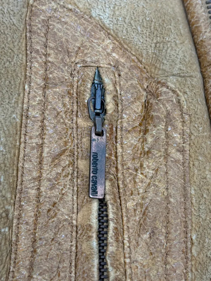 2000s Roberto Cavalli Camel Premium Shearling Jacket XxBTtbh 8