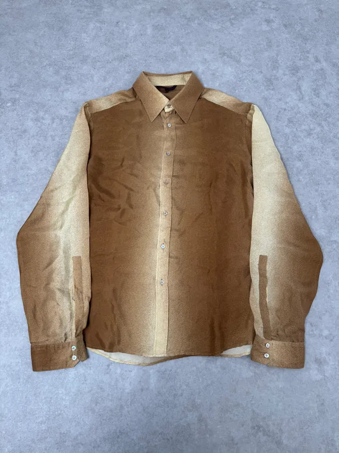 2000s Roberto Cavalli Camel Silk Gradient Shirt RcgxdIg 0