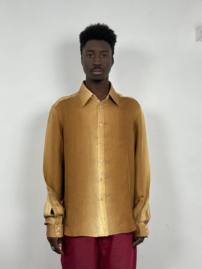 2000s Roberto Cavalli Camel Silk Gradient Shirt RcgxdIg 1