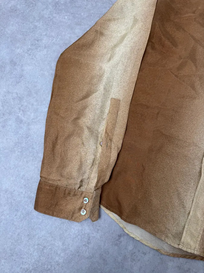 2000s Roberto Cavalli Camel Silk Gradient Shirt RcgxdIg 6