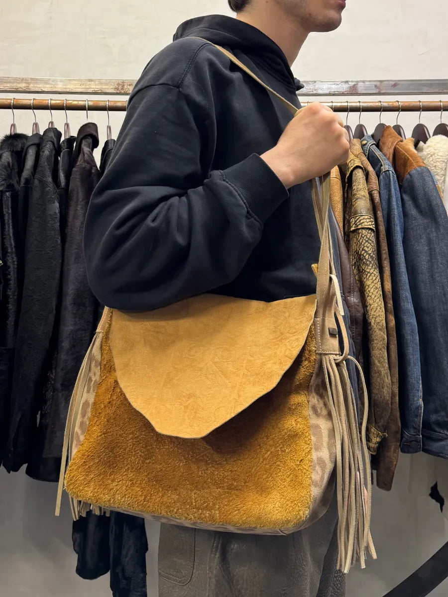 2000s Roberto Cavalli Camel Textured Leather Handle Bag (OS) 0