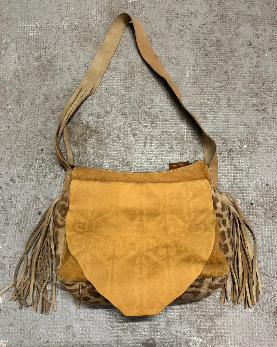 2000s Roberto Cavalli Camel Textured Leather Handle Bag (OS) 1