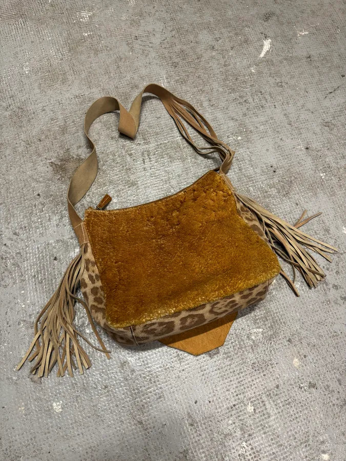 2000s Roberto Cavalli Camel Textured Leather Handle Bag (OS) 3