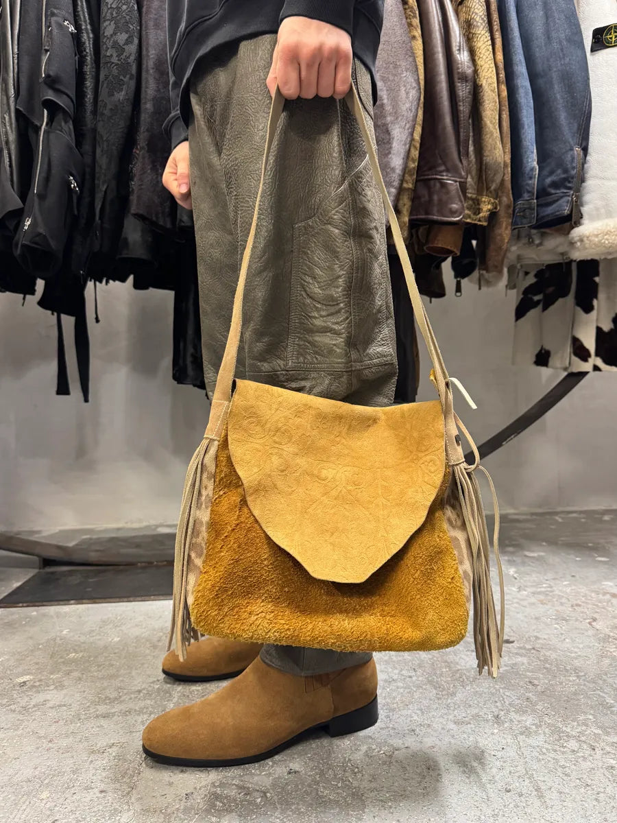 2000s Roberto Cavalli Camel Textured Leather Handle Bag (OS) 2