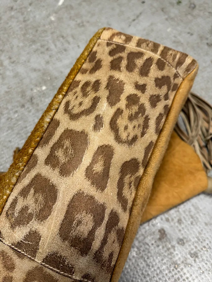 2000s Roberto Cavalli Camel Textured Leather Handle Bag (OS) 4