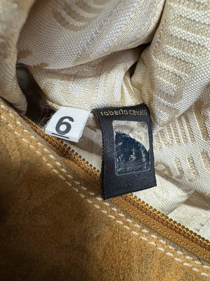 2000s Roberto Cavalli Camel Textured Leather Handle Bag (OS) 6