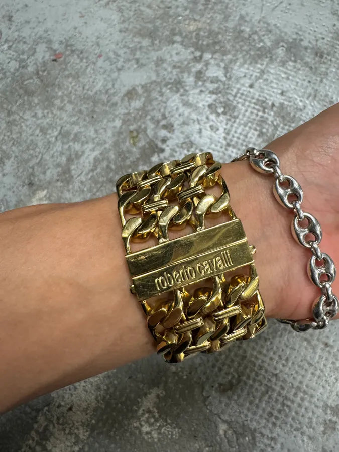2000s Roberto Cavalli Chain Linked Gold Contemporary Watch XEecghG 4