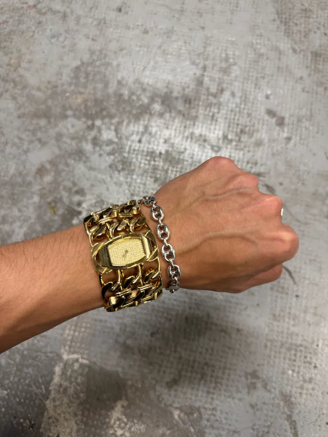 2000s Roberto Cavalli Chain Linked Gold Contemporary Watch (OS) XEecghG 5