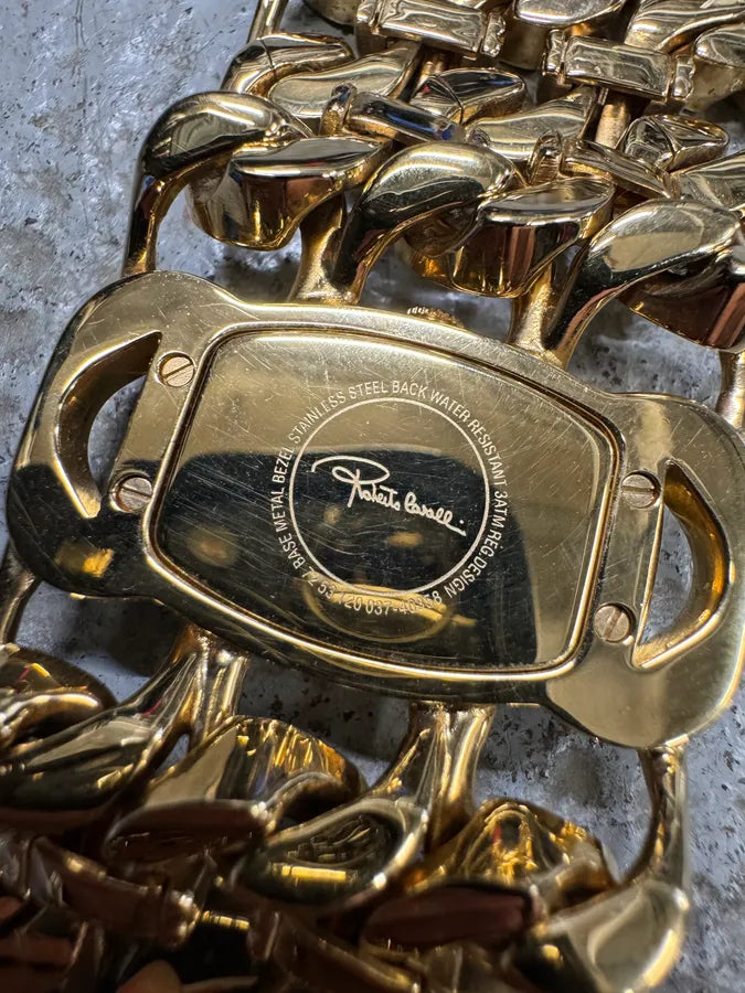 2000s Roberto Cavalli Chain Linked Gold Contemporary Watch XEecghG 7
