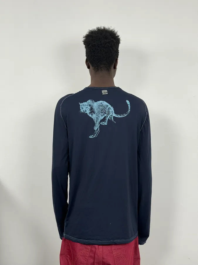 2000s Roberto Cavalli Cheetah Navy Longsleeves ENgINPl 0