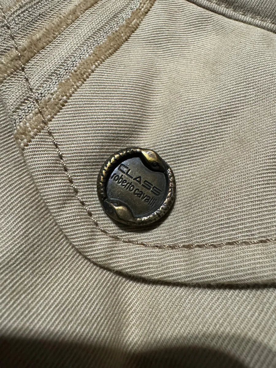 2000s Roberto Cavalli Class Beige Bomber Jacket (M) oruAeFO 6