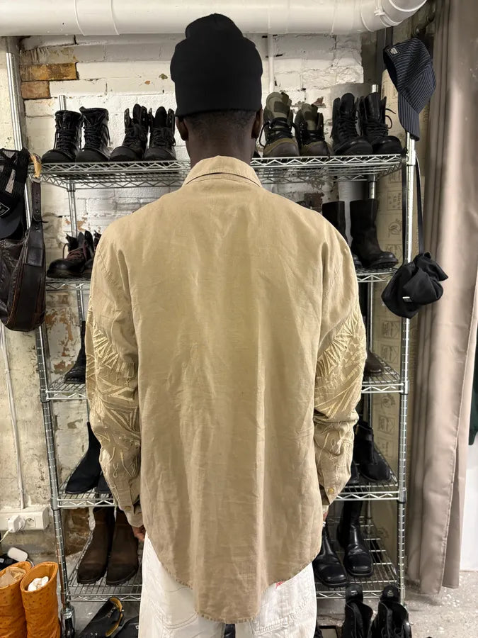 2000s Roberto Cavalli Class Beige Embroidered Astro Shirt tQSqSnr 2