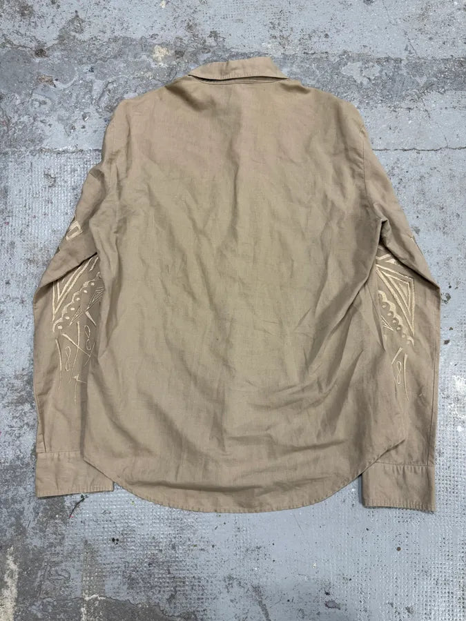 2000s Roberto Cavalli Class Beige Embroidered Astro Shirt tQSqSnr 6