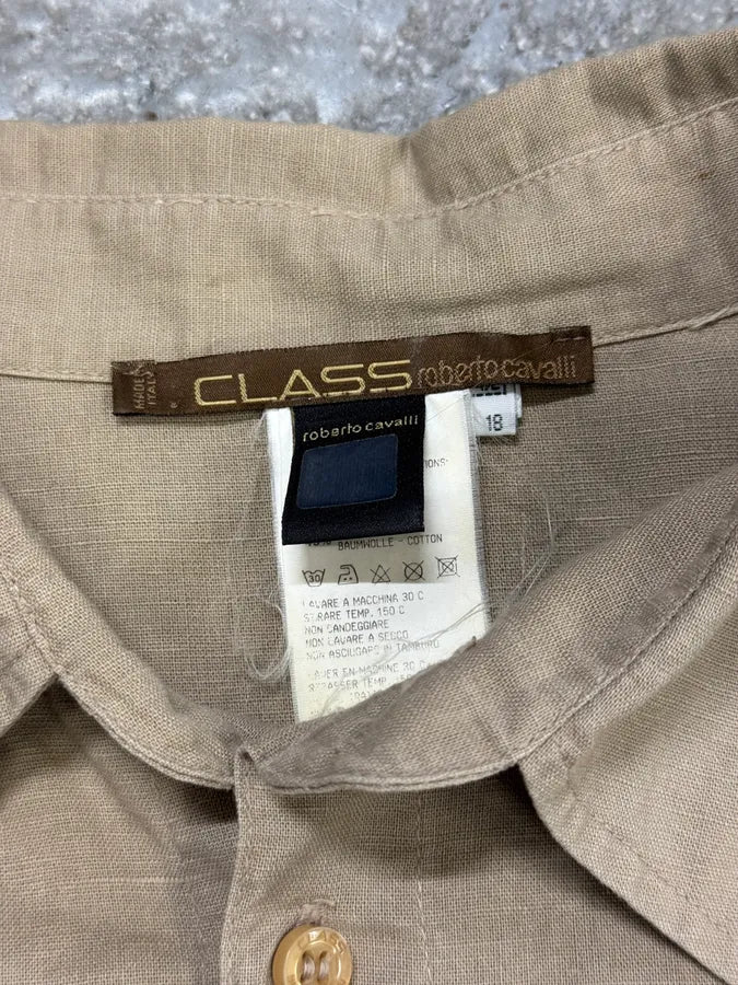 2000s Roberto Cavalli Class Beige Embroidered Astro Shirt tQSqSnr 7