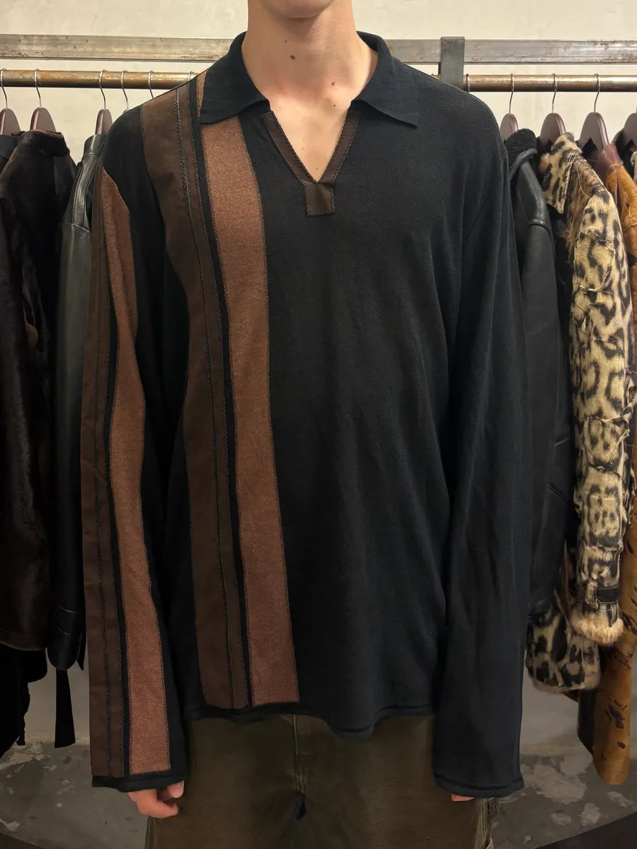 2000s Roberto Cavalli Class Black & Camel Polo Sweater (L/XL) QmiDnSN 1