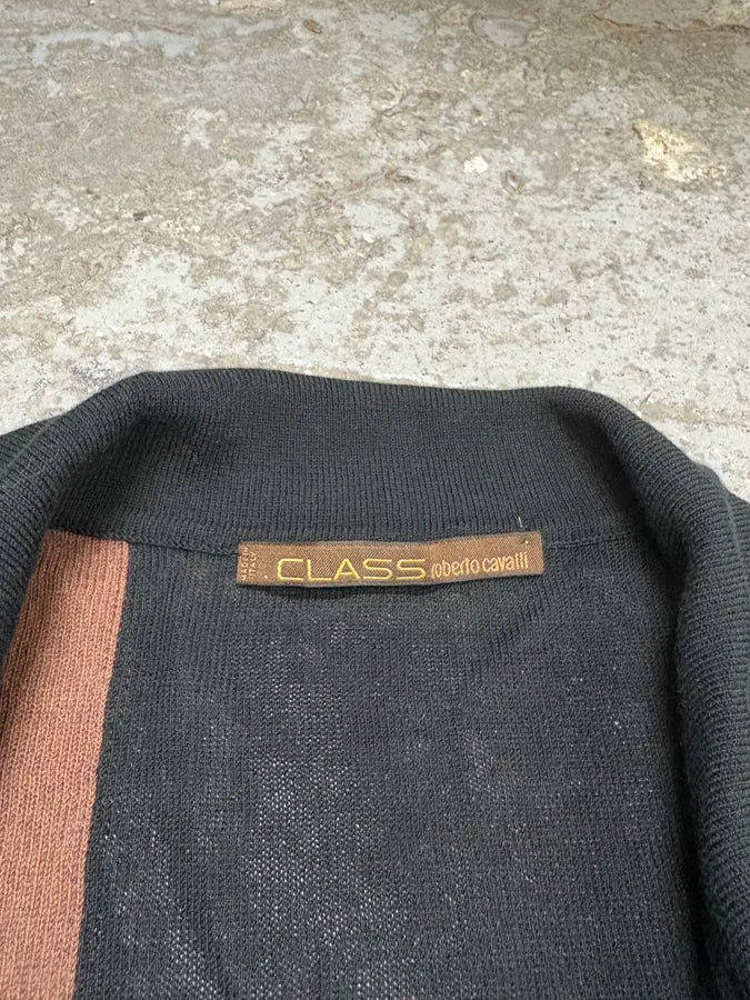 2000s Roberto Cavalli Class Black & Camel Polo Sweater (L/XL) QmiDnSN 6