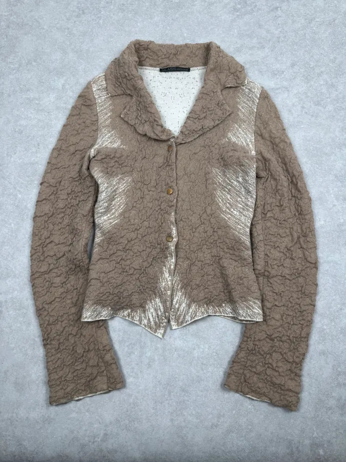 2000s Roberto Cavalli Class Textured Beige Cardigan MaLBkog 0
