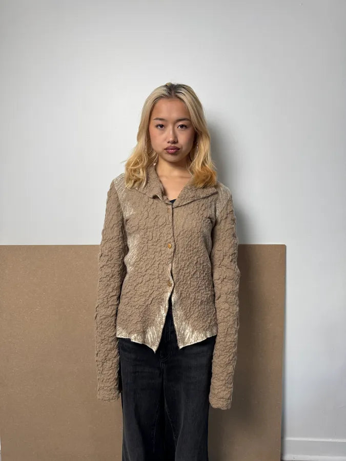 2000s Roberto Cavalli Class Textured Beige Cardigan MaLBkog 1