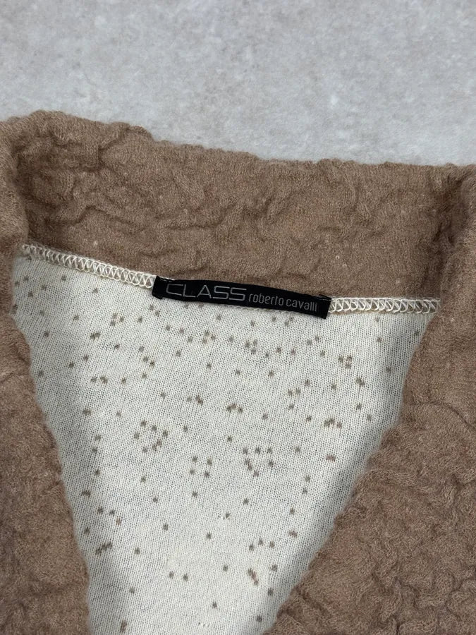 2000s Roberto Cavalli Class Textured Beige Cardigan MaLBkog 6