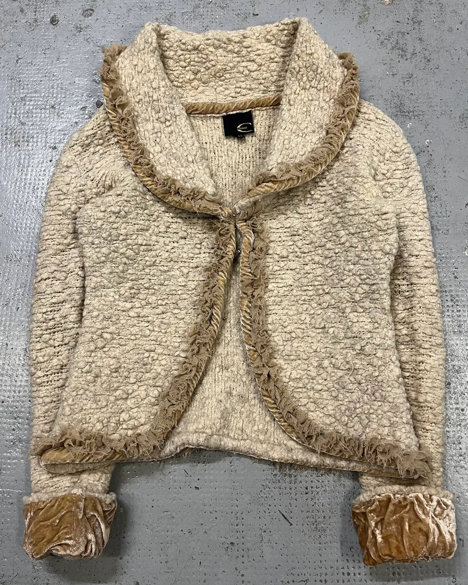 2000s Roberto Cavalli Class Wrinkled Texture Beige Cardigan Jacket yvOjcNX 2