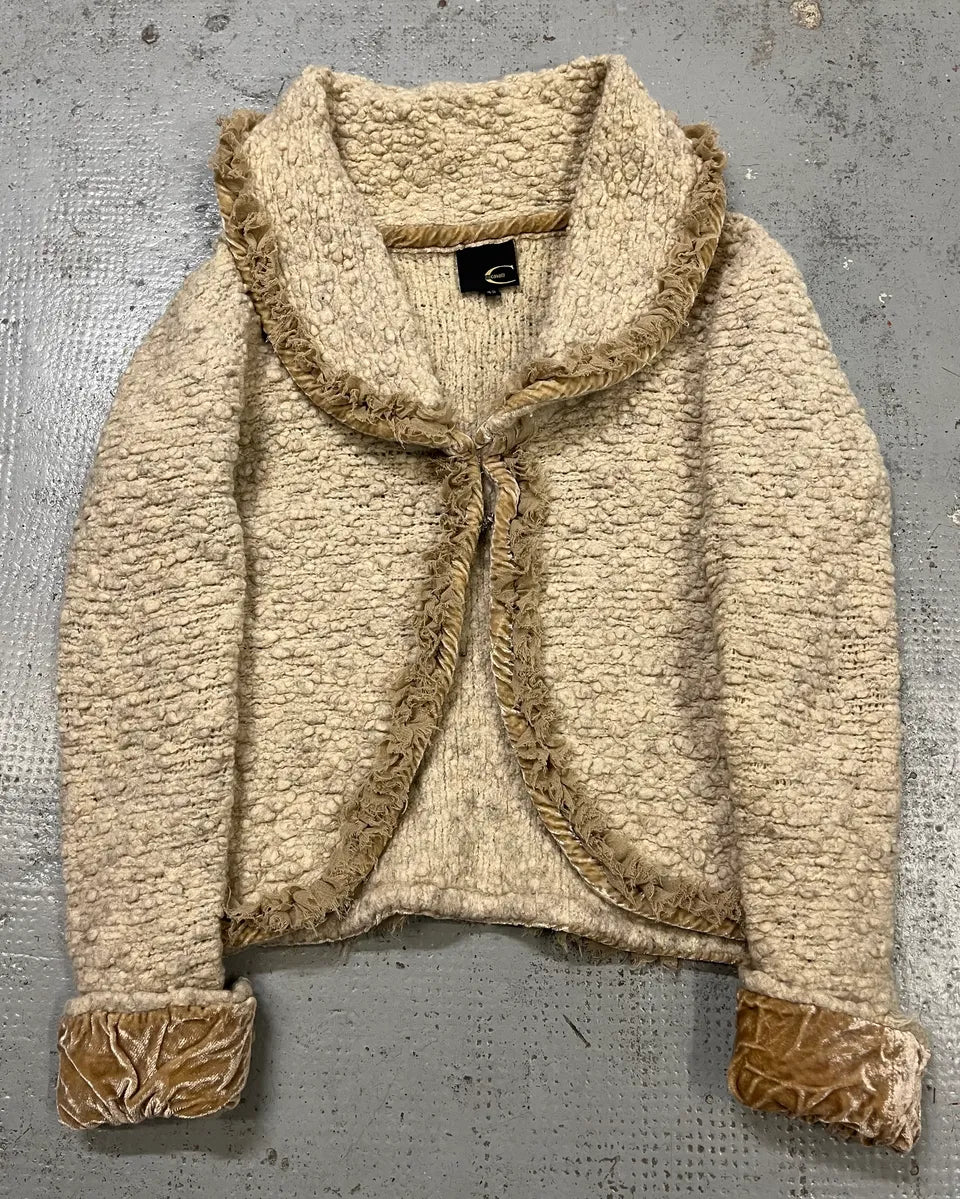 2000s Roberto Cavalli Class Wrinkled Texture Beige Cardigan Jacket yvOjcNX 3