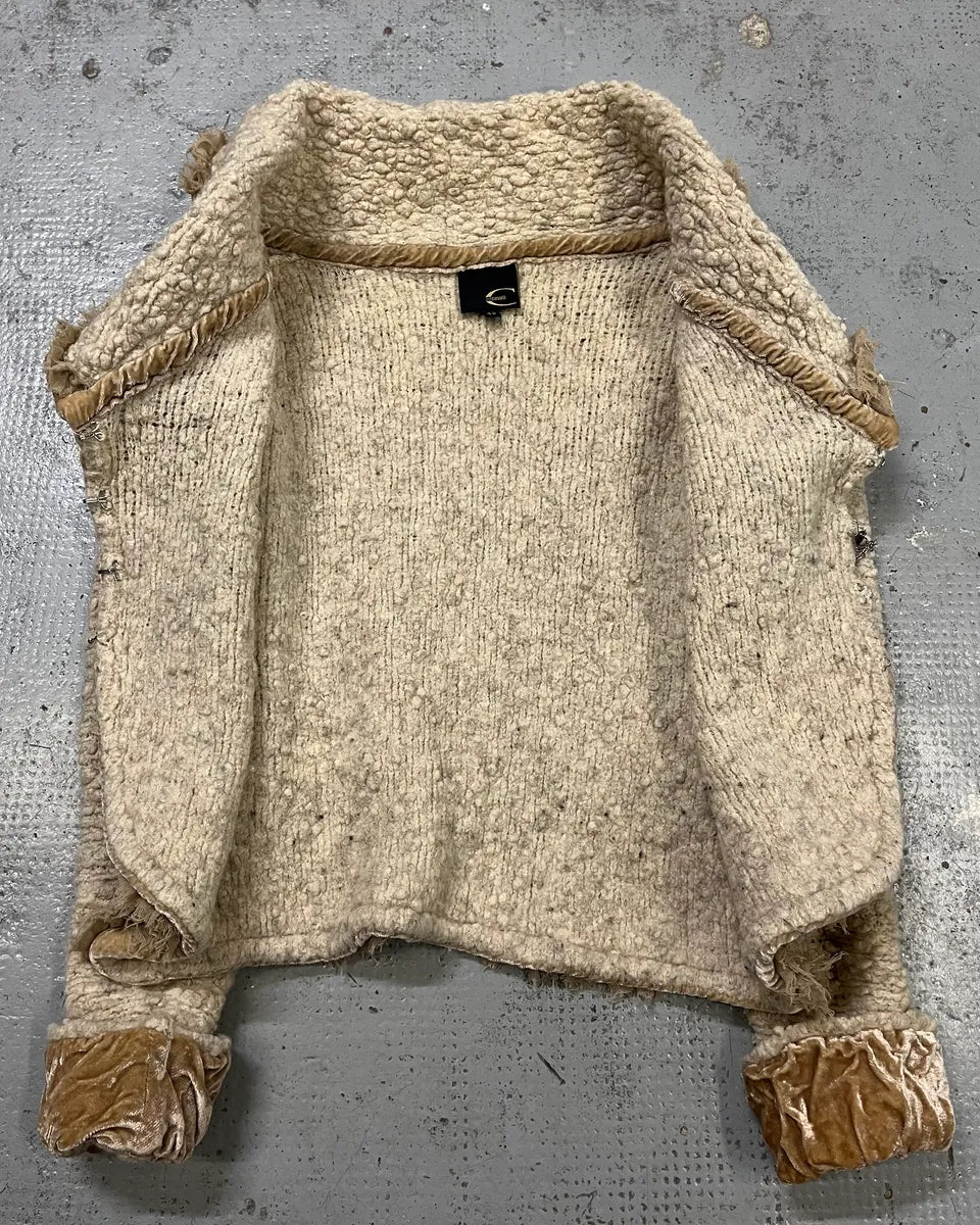 2000s Roberto Cavalli Class Wrinkled Texture Beige Cardigan Jacket yvOjcNX 8