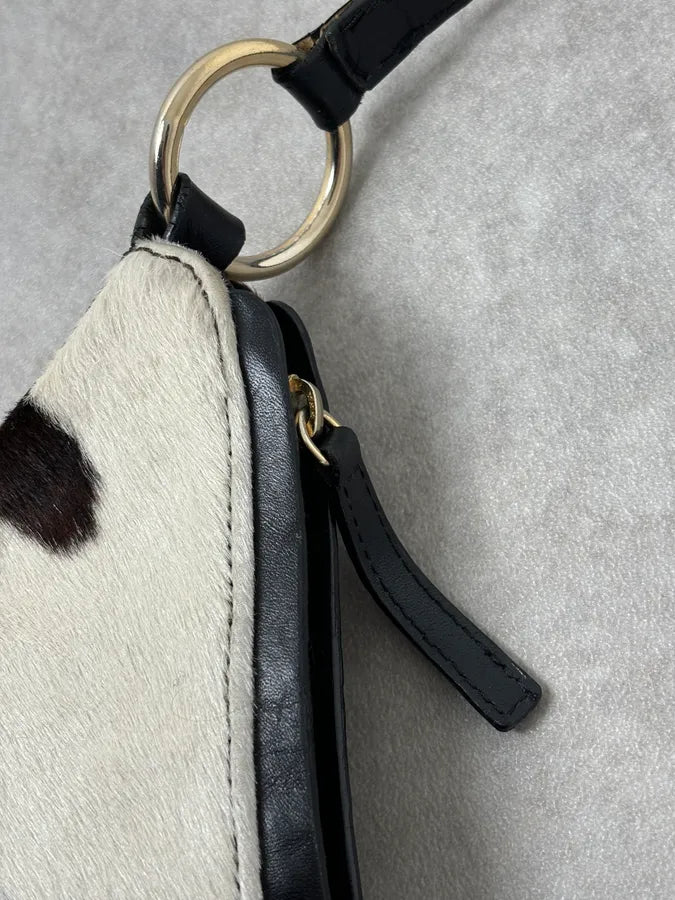 2000s Roberto Cavalli Cow Print Fur Classy White Handle Bag JlHxZMt 7