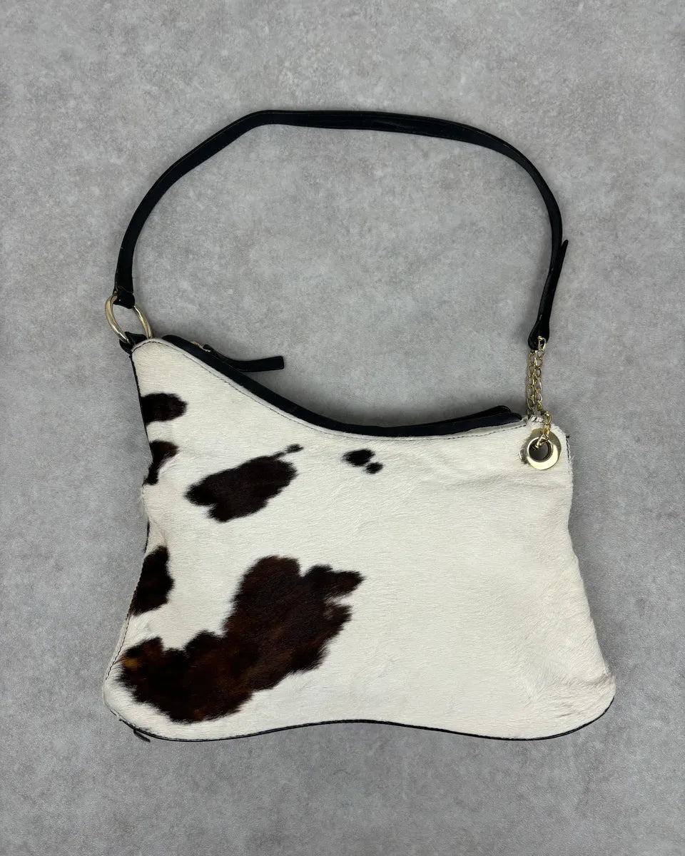 2000s Roberto Cavalli Cow Print Fur Classy White Handle Bag JlHxZMt 0