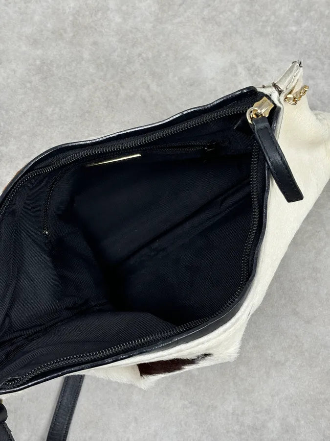 2000s Roberto Cavalli Cow Print Fur Classy White Handle Bag JlHxZMt 14