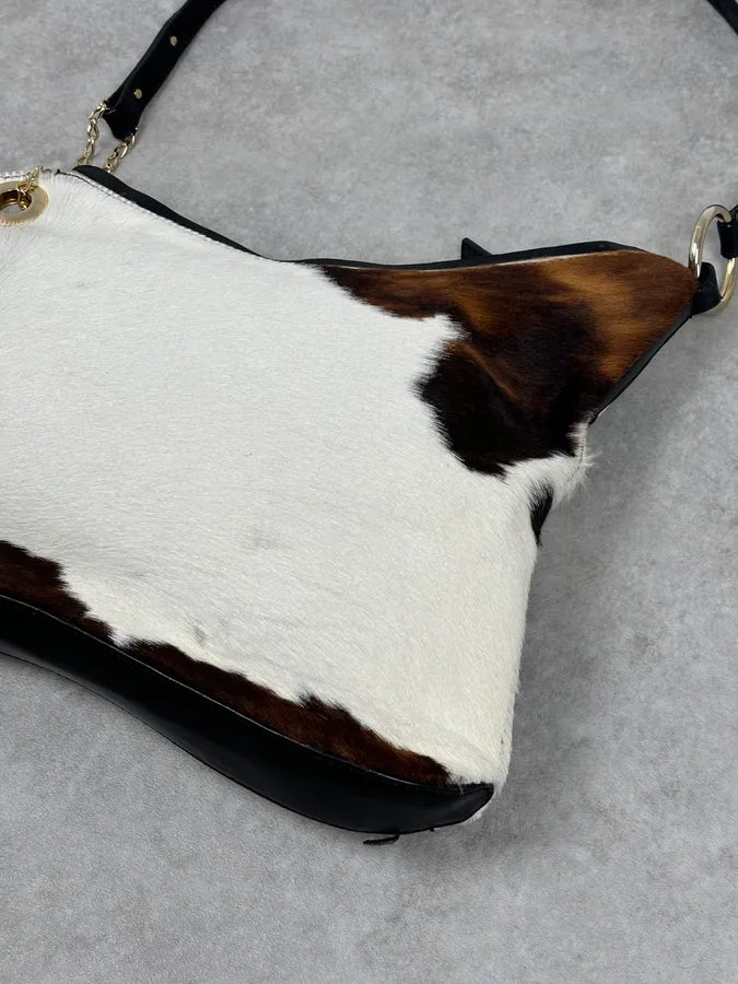 2000s Roberto Cavalli Cow Print Fur Classy White Handle Bag JlHxZMt 9