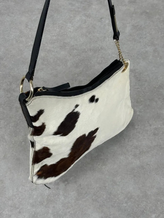 2000s Roberto Cavalli Cow Print Fur Classy White Handle Bag JlHxZMt 11