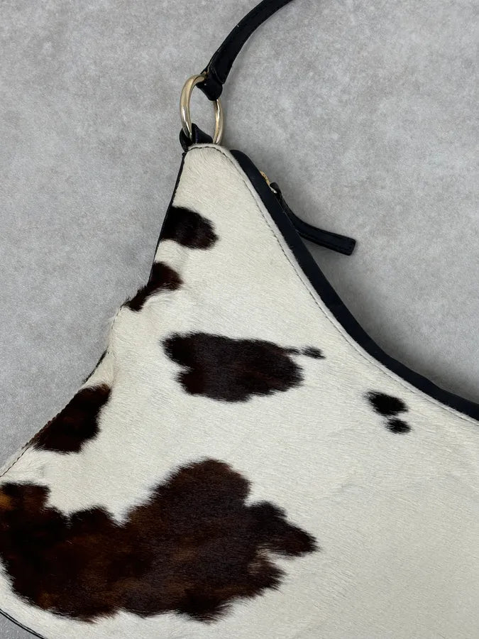 2000s Roberto Cavalli Cow Print Fur Classy White Handle Bag JlHxZMt 3