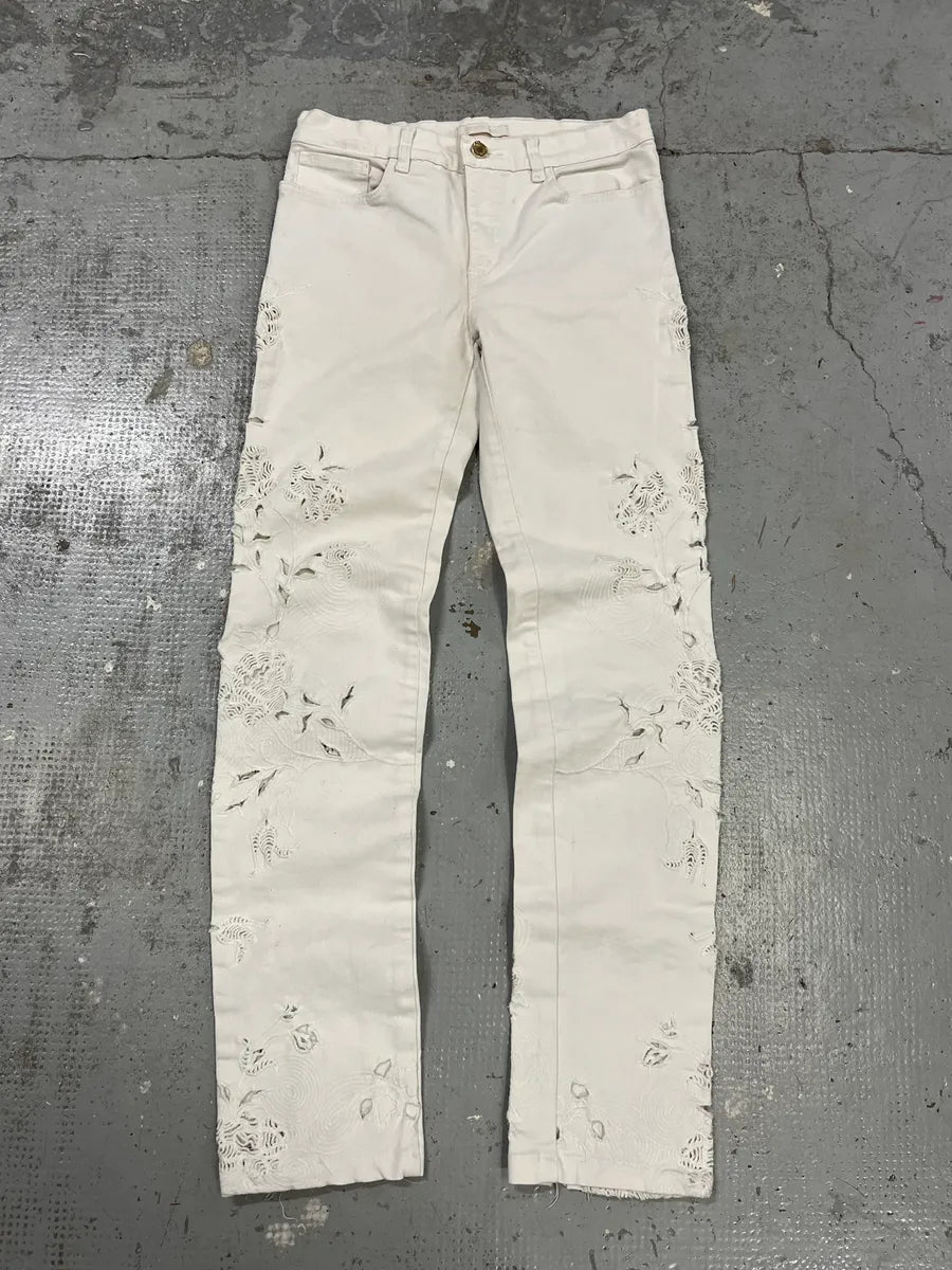 2000s Roberto Cavalli Cowboy Embellished White Pants BmuuDbG 0