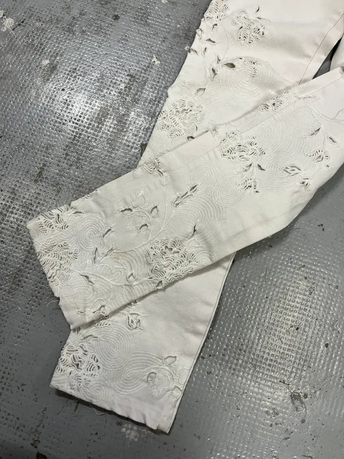 2000s Roberto Cavalli Cowboy Embellished White Pants BmuuDbG 5