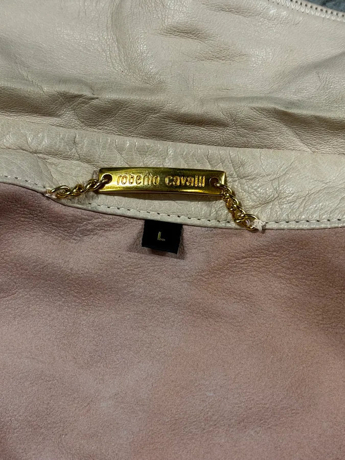 AW2001 Roberto Cavalli Cowboy beige Leather Jacket YRFEouP 7