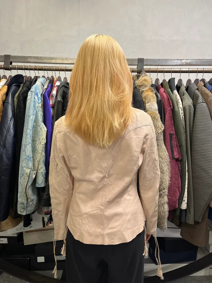 AW2001 Roberto Cavalli Cowboy beige Leather Jacket YRFEouP 2