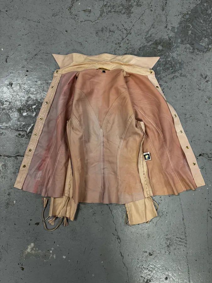 AW2001 Roberto Cavalli Cowboy beige Leather Jacket YRFEouP 6