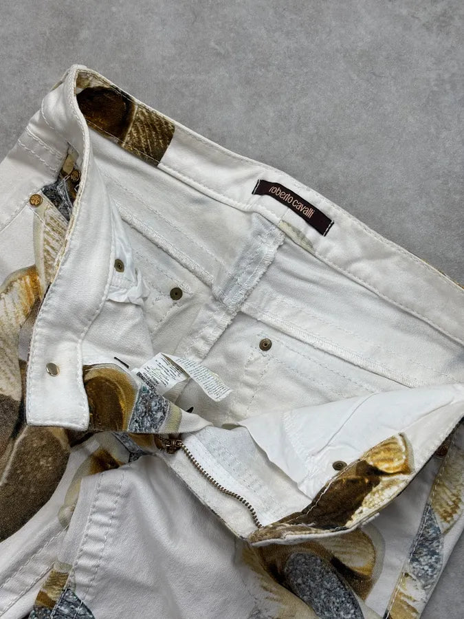 2010s Roberto Cavalli Creamy White Chain Linked Jail Jeans fOLqOtg 8