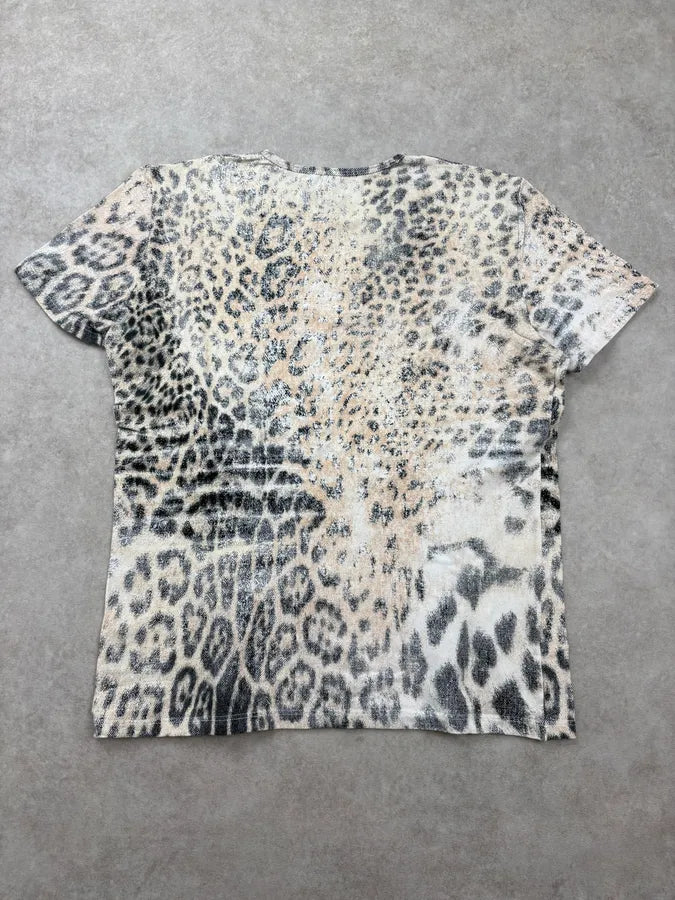 2000s Roberto Cavalli Cream Leopard Print T-Shirt QPFuOyd 5