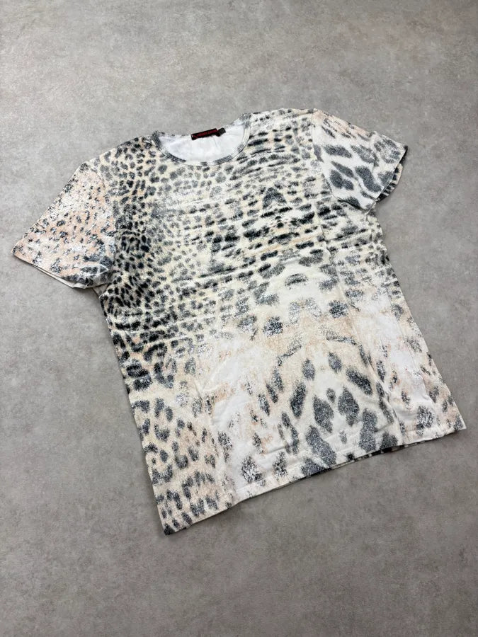 2000s Roberto Cavalli Cream Leopard Print T-Shirt QPFuOyd 3