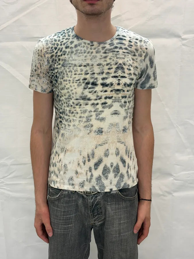 2000s Roberto Cavalli Cream Leopard Print T-Shirt QPFuOyd 1