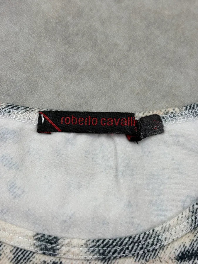 2000s Roberto Cavalli Cream Leopard Print T-Shirt QPFuOyd 6