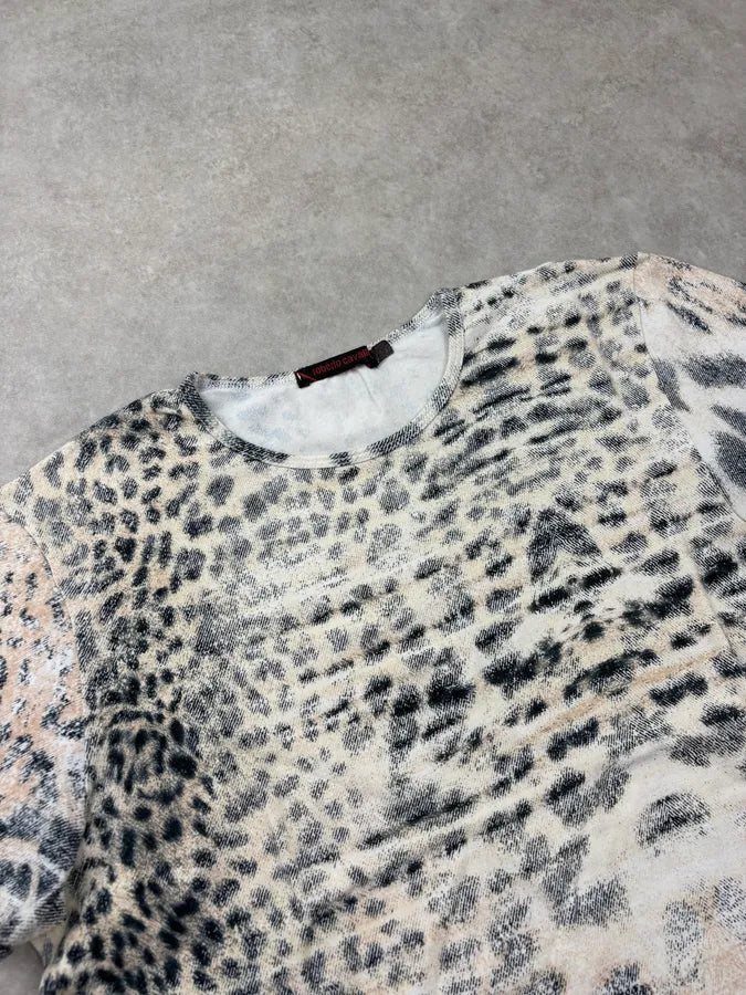 2000s Roberto Cavalli Cream Leopard Print T-Shirt QPFuOyd 4