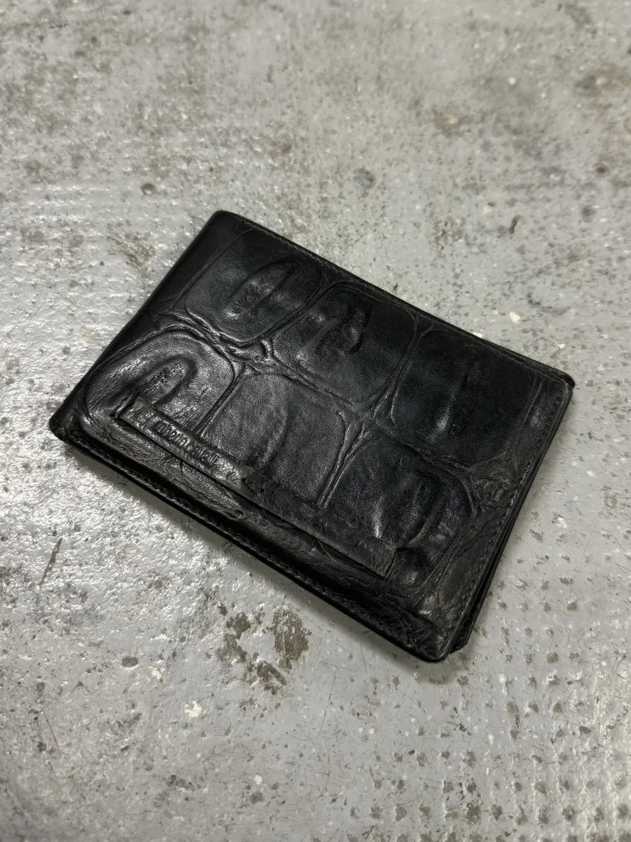 2000s Roberto Cavalli Crocodile Effect Black Leather Wallet isEVXJA 0