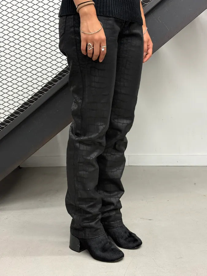 2000s Roberto Cavalli Crocodile Effect Black Obscure Pants yykSieR 1
