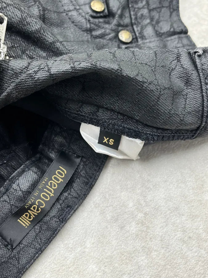 2000s Roberto Cavalli Crocodile Effect Black Obscure Pants yykSieR 10