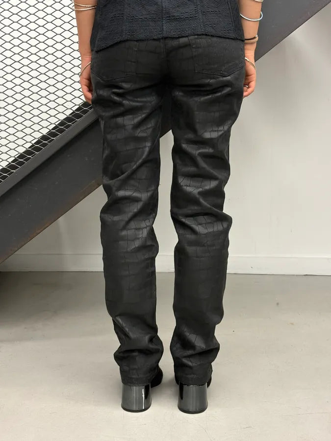 2000s Roberto Cavalli Crocodile Effect Black Obscure Pants yykSieR 2