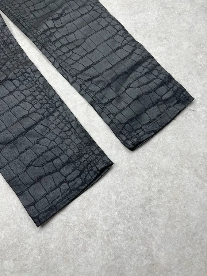 2000s Roberto Cavalli Crocodile Effect Black Obscure Pants yykSieR 7