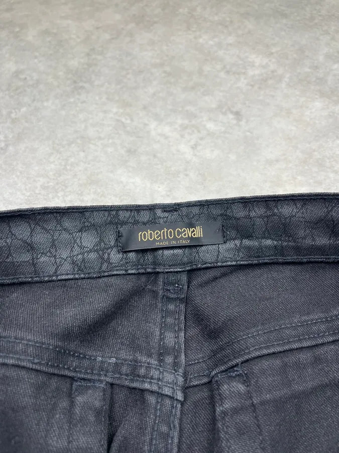 2000s Roberto Cavalli Crocodile Effect Black Obscure Pants yykSieR 8